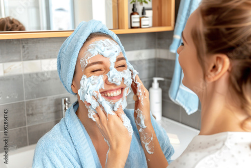 Close-up shots of skincare routines featuring people with various skin tones and textures photo