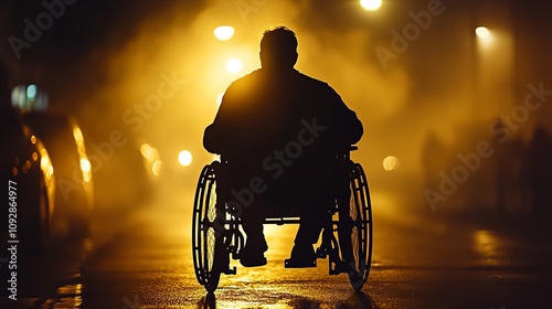 Life with physical disability: a man in a wheelchair photo