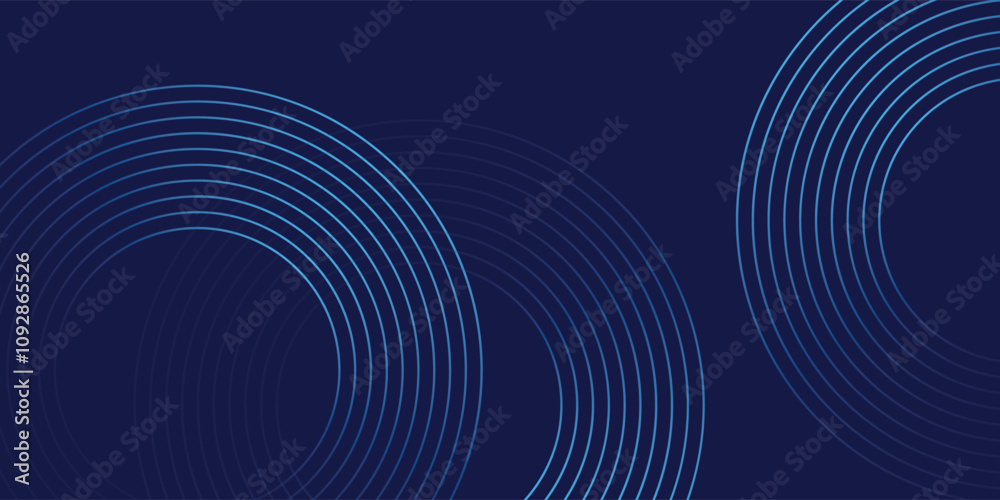 Abstract blue glowing geometric lines on dark blue background. Modern shiny blue circle lines pattern. Futuristic technology concept. Suit for cover, poster, Abstract blue glowing geometric lines on dark blue background. Modern shiny blue circle lines pattern. Futuristic technology concept. Suit for cover, poster,