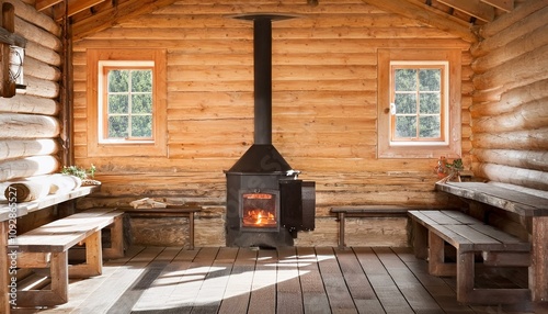 South Tyrol, traditional stube room with light pine wood walls, photo