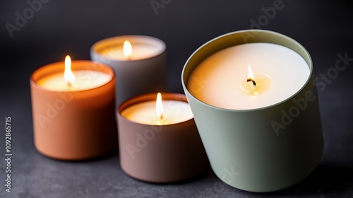 A collection of scented candles in various colors, creating a cozy atmosphere.