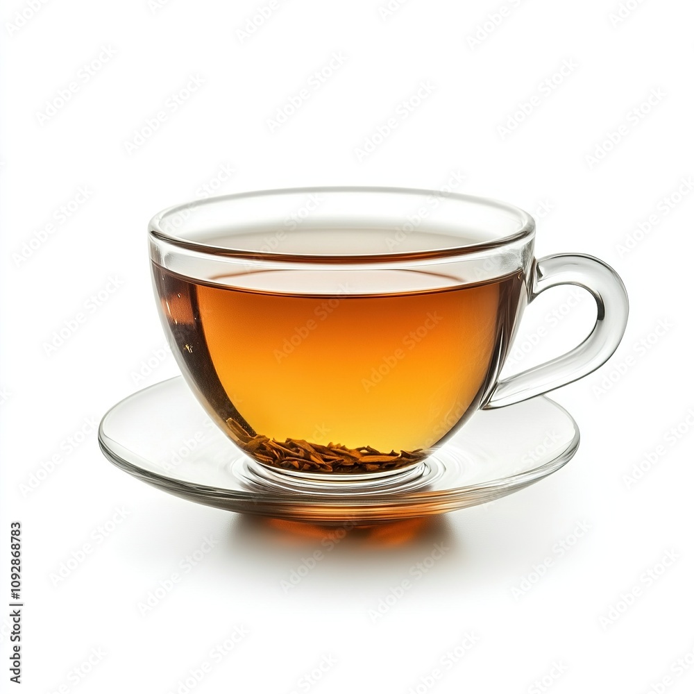 Glass cup of warm tea on white background. Glass cup of warm tea on white background.