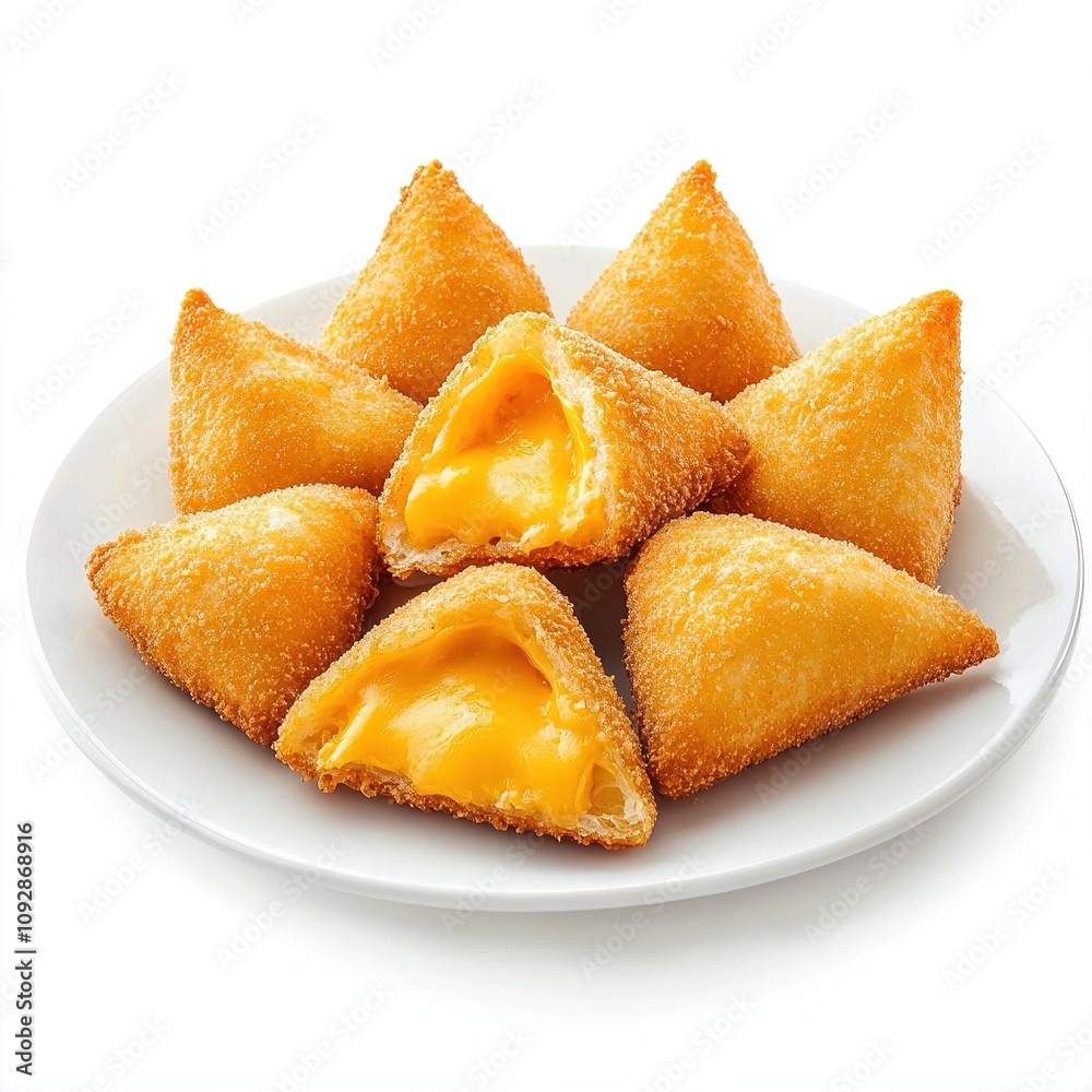 Crispy fried cheese triangles with molten filling. Crispy fried cheese triangles with molten filling.