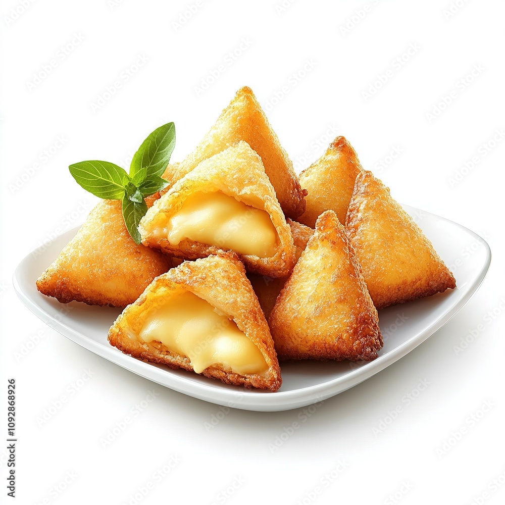 Crispy fried cheese triangles with molten filling. Crispy fried cheese triangles with molten filling.