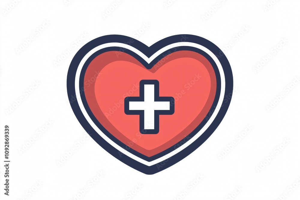 Simple yet powerful icon combining a red heart and a white cross, symbolizing the concepts of healthcare, love, and well being Simple yet powerful icon combining a red heart and a white cross, symbolizing the concepts of healthcare, love, and well being