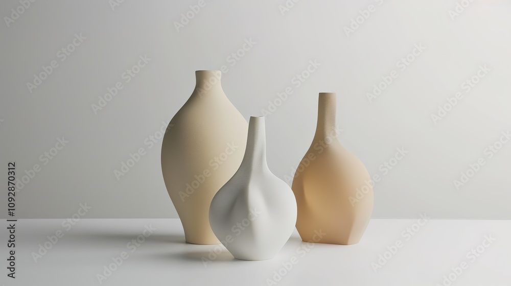 Vase on a Minimalist White Background Table - a clean and modern visual. The simple vase enhances the elegance of the minimalist white setting.