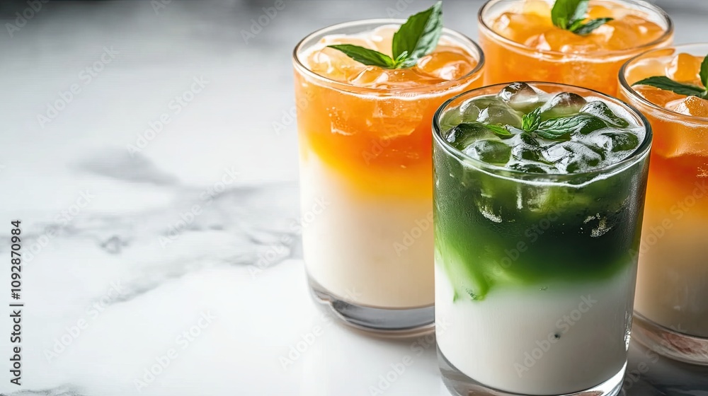 Fototapeta premium Refreshing Thai dessert and cold beverages