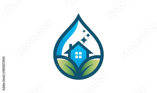 Natural home cleaning logo Vector, house cleaning service logo icon.
