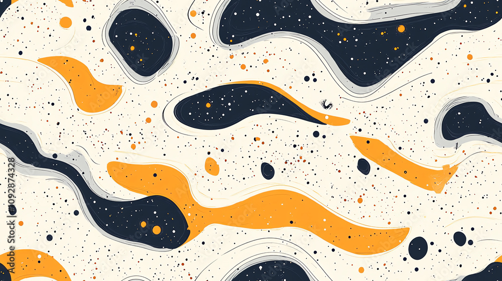 Abstract waves seamless pattern with dots Abstract waves seamless pattern with dots