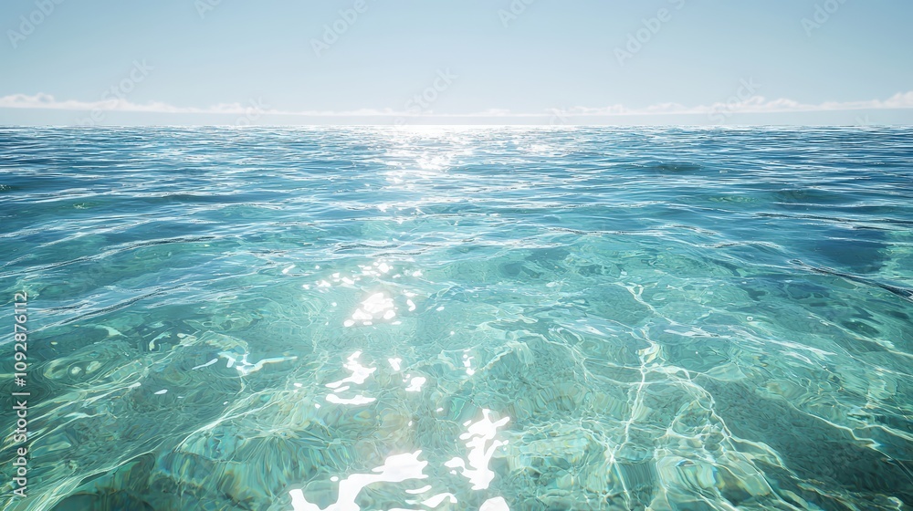 Serene turquoise ocean under a clear blue sky Serene turquoise ocean under a clear blue sky