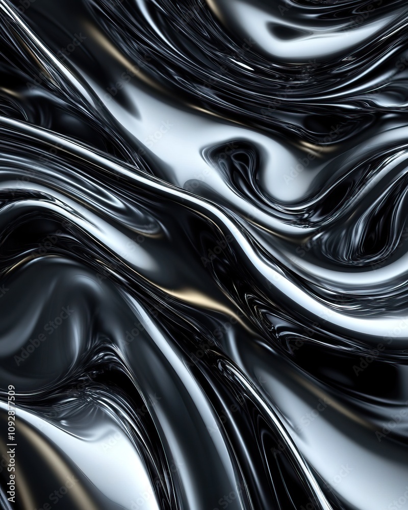A glossy, flowing black surface with smooth, wavy patterns, evoking a sense of elegance and depth. A glossy, flowing black surface with smooth, wavy patterns, evoking a sense of elegance and depth.