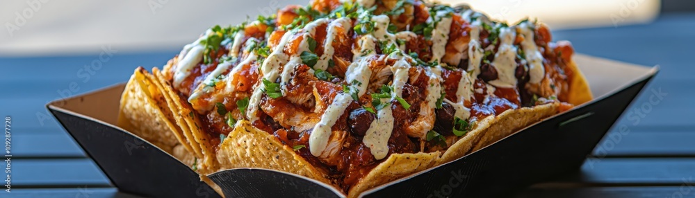 Delicious chicken nachos with shredded rotisserie chicken home kitchen tasty recipe casual dining close-up view flavorful snack ideas for all occasions Delicious chicken nachos with shredded rotisserie chicken home kitchen tasty recipe casual dining close-up view flavorful snack ideas for all occasions