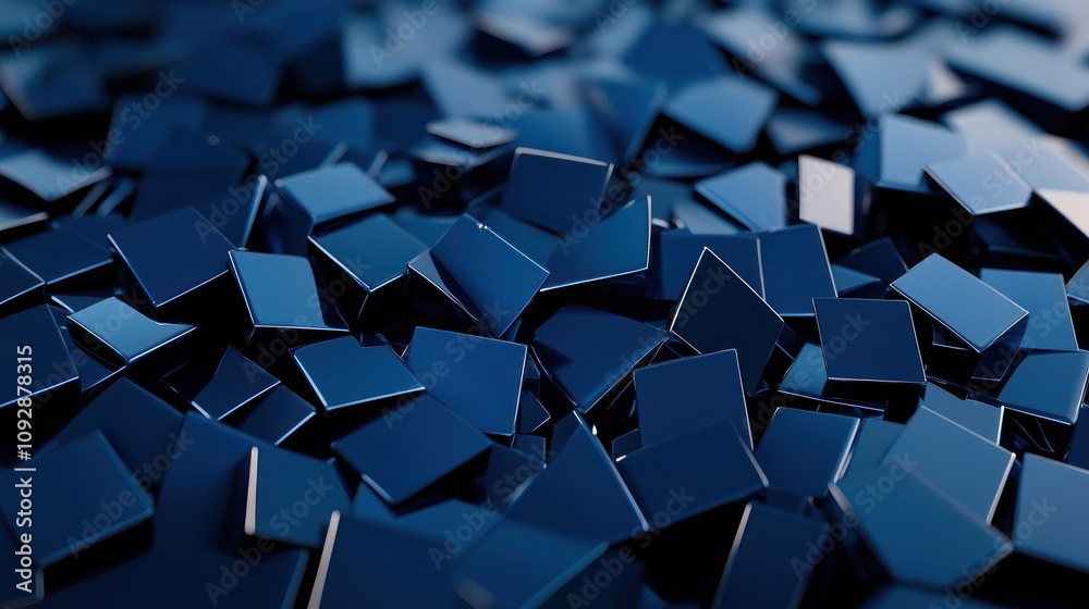 Abstract Composition of Deep Blue Shiny Cubes Abstract Composition of Deep Blue Shiny Cubes