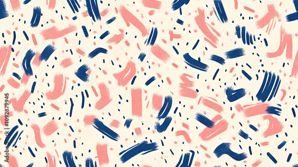 Obraz premium Abstract confetti seamless pattern in navy and coral