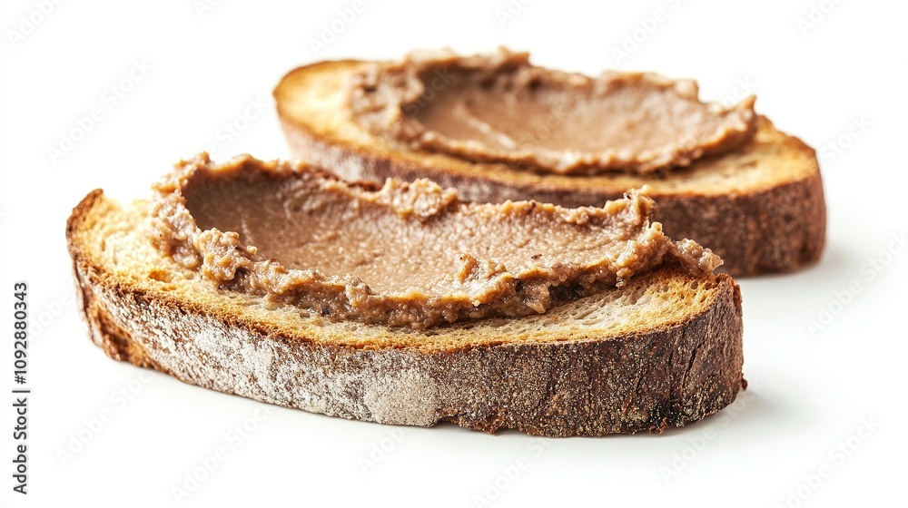 Slices of rustic bread with chestnut spread. Slices of rustic bread with chestnut spread.