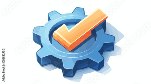 Professional Gear Icon with Check Mark Completed Update