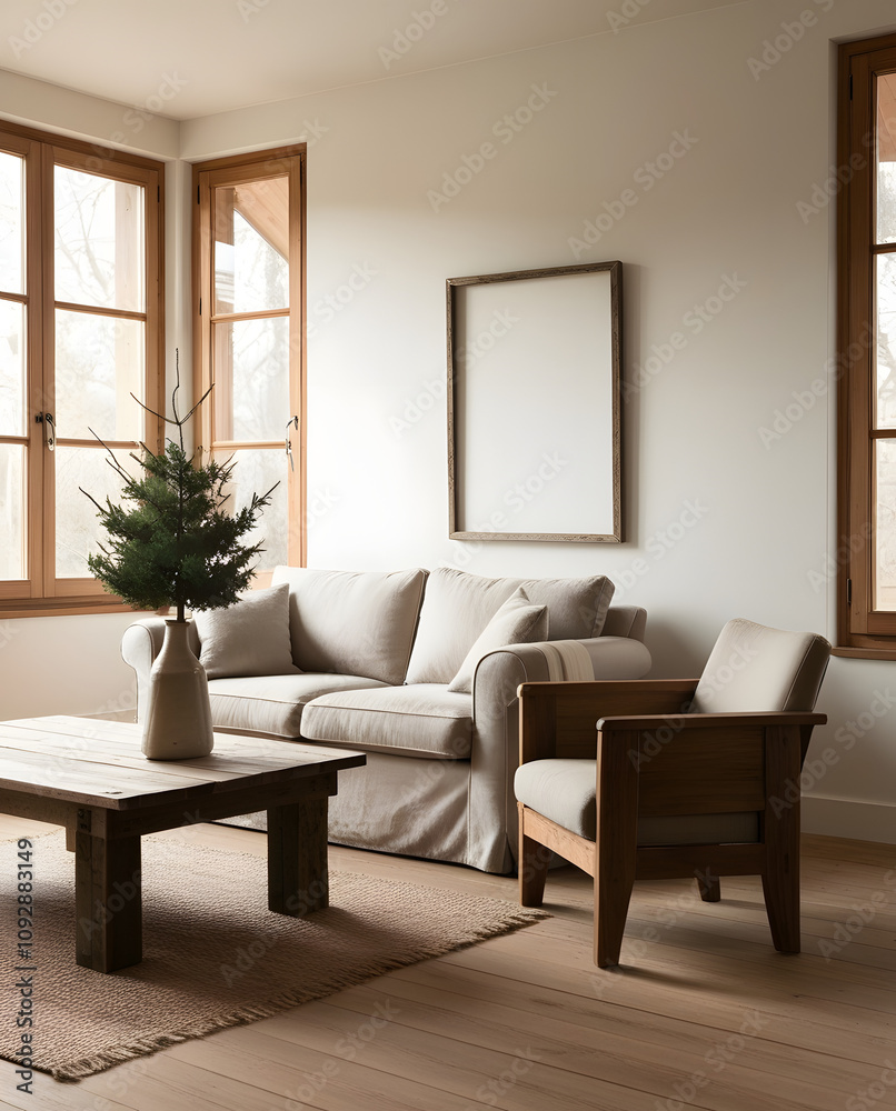Fototapeta premium Frames mockup. Interior mockup with house background. Modern interior design. Best room decorating ideas 