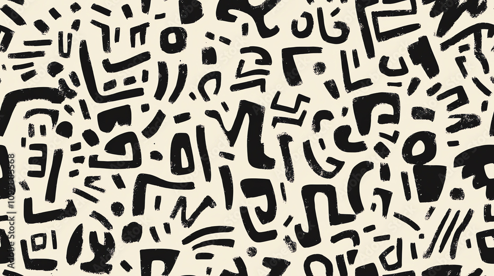 Typography maze seamless pattern in black and white Typography maze seamless pattern in black and white