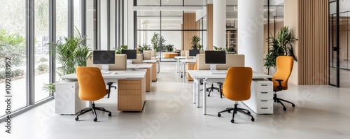 Innovative office design urban location workspace overview sustainable environment modern viewpoint eco-conscious concept