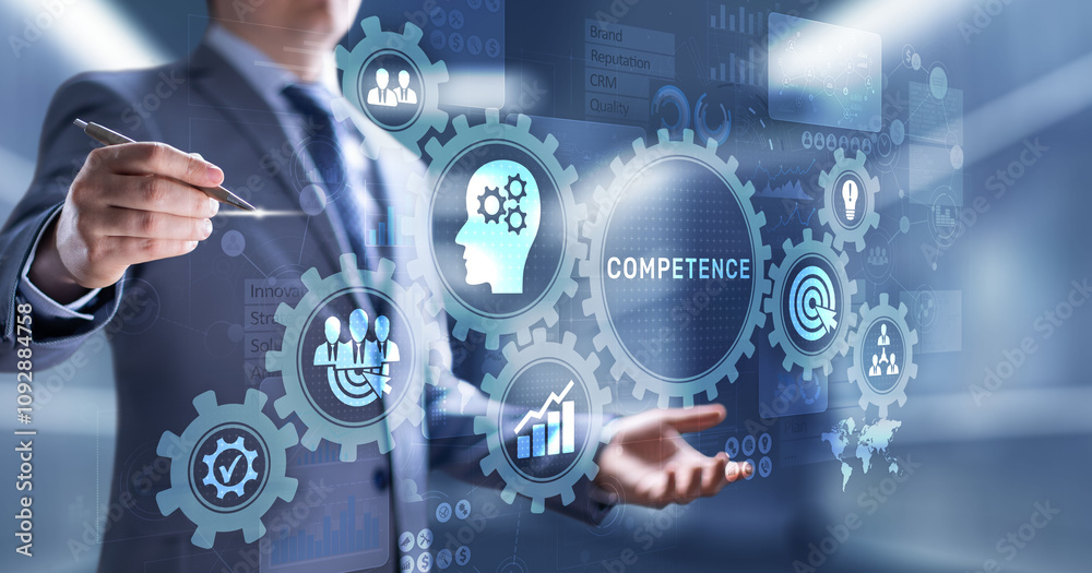 Competence Skill Personal development Business concept on virtual screen. Competence Skill Personal development Business concept on virtual screen.