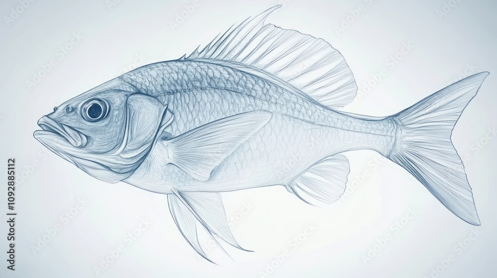 Fototapeta premium A detailed illustration of a fish, showcasing its anatomy and features.