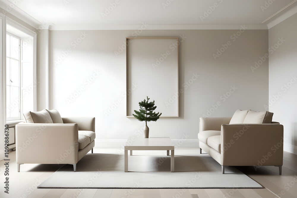 Fototapeta premium Frames mockup. Interior mockup with house background. Modern interior design. Best room decorating ideas