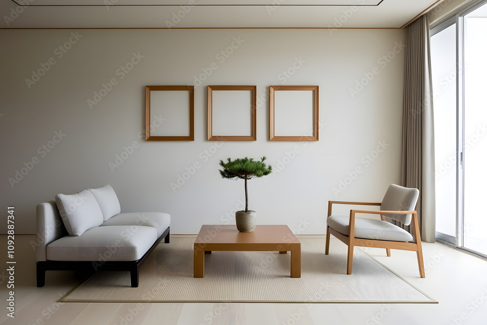 Fototapeta premium Frames mockup. Interior mockup with house background. Modern interior design. Best room decorating ideas 