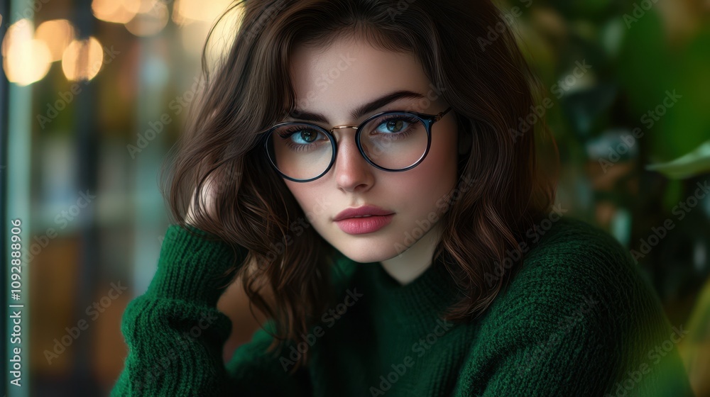 The Woman with Stylish Glasses