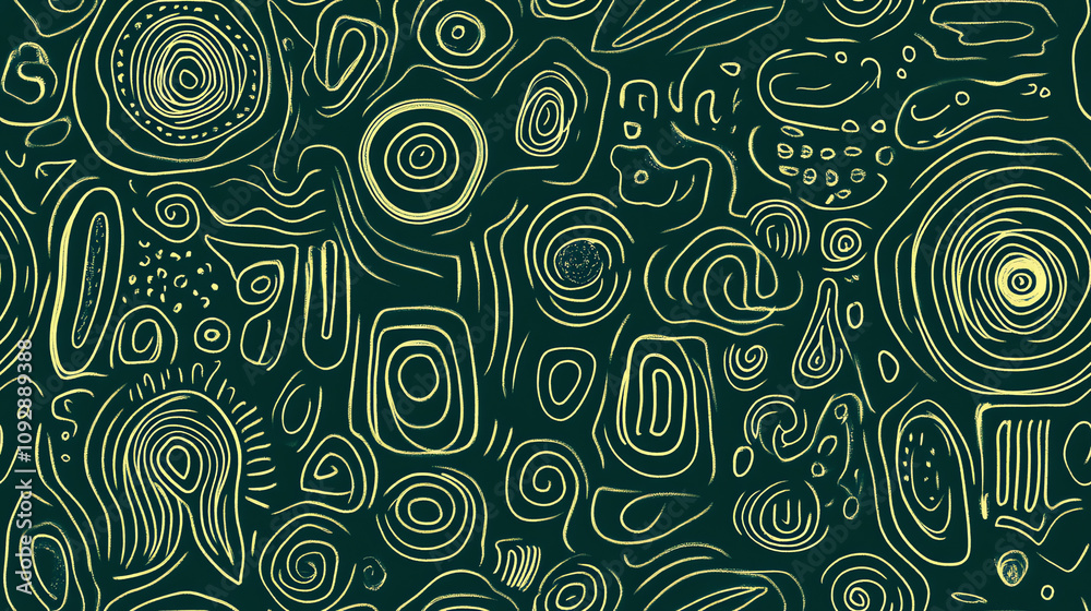Fototapeta premium Abstract spiral seamless pattern in dark green