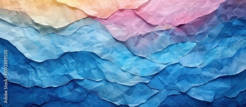 Wallpaper Mural Abstract Crumpled Paper Texture in Blue, Pink, and Yellow Tones Torontodigital.ca