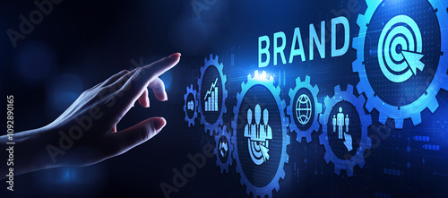 Brand development marketing strategy awareness identity advertising business finance concept.