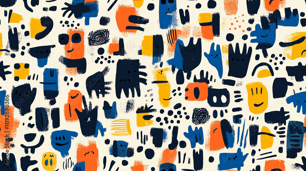 Obraz premium Abstract shapes seamless pattern with colorful elements