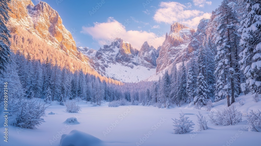 Winter wonderland adventure majestic mountain range scenic landscape snowy environment serene viewpoint nature's beauty