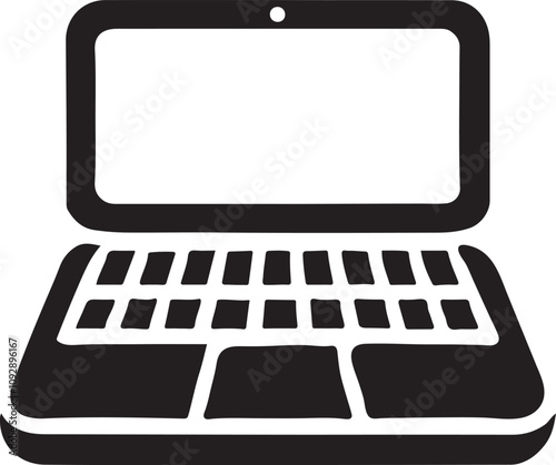 Laptop Icon Vector Silhouette, Laptop Vector Silhouette, Laptop Illustration Drawing Line Art, Computer Keyboard with Screen