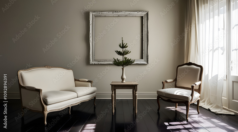 Fototapeta premium Frames mockup. Interior mockup with house background. Modern interior design. Best room decorating ideas 