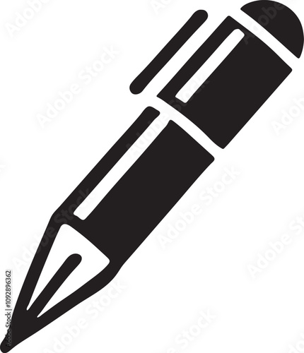 Pen Icon Vector Silhouette, Pen Vector Silhouette, Pen Line Art Illustration Drawing Vector Art, Pen and Pencil