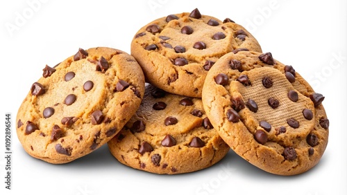 Chocolate chip cookies isolated on transparent background generative ai 