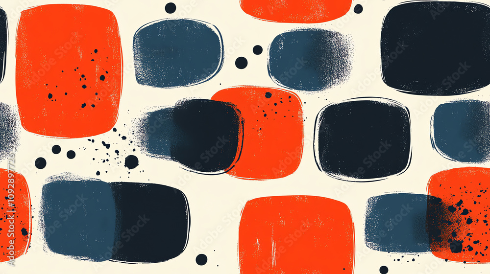 Abstract Block Seamless Pattern in Navy and Red Abstract Block Seamless Pattern in Navy and Red