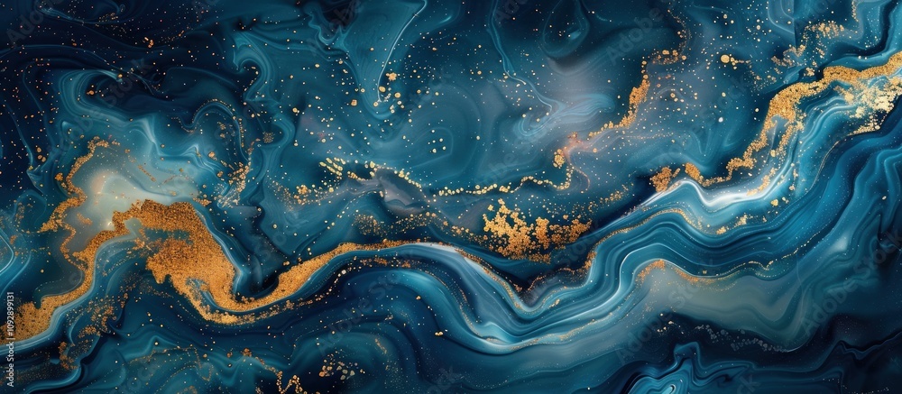 Abstract Blue and Gold Swirling Art Abstract Blue and Gold Swirling Art