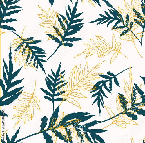 Wallpaper Mural Tropical vintage leaves floral seamless pattern, background. Exotic jungle wallpaper.botanic seamless pattern with exotic flowers and leaves, hand drawn background. floral pattern. Tile with tropical Torontodigital.ca