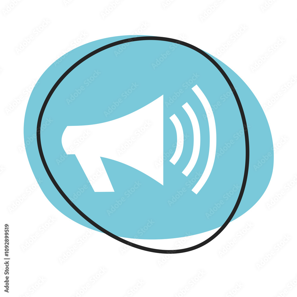 Megafon Button - Icon in blau und weiß Megafon Button - Icon in blau und weiß