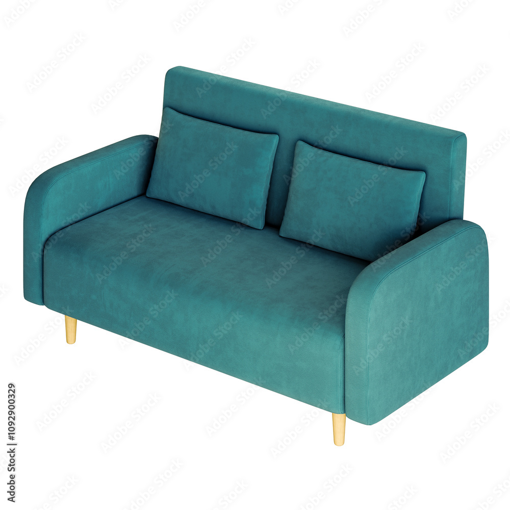 Fototapeta premium A blue couch with two pillows on it