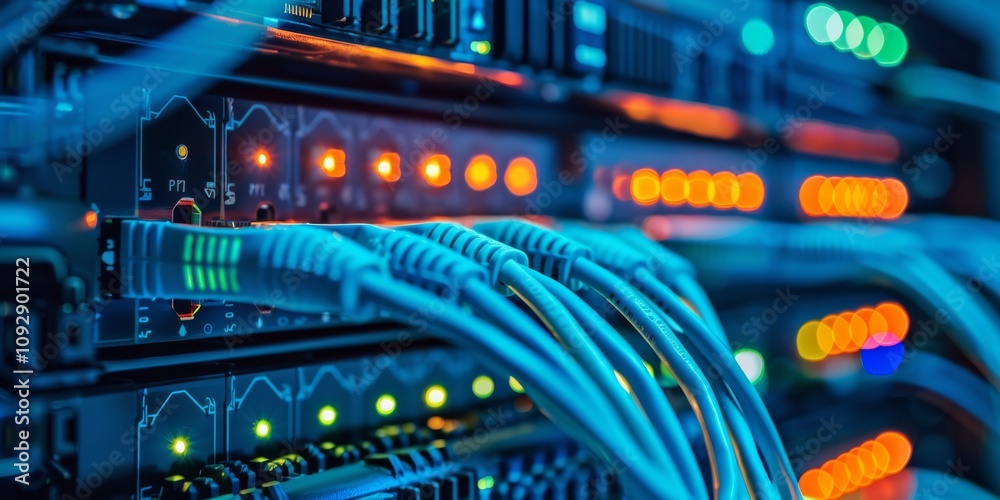 Naklejka premium Modern data center with highspeed network for efficient operations and seamless communication