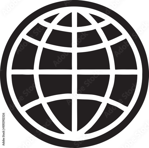 Globe Icon Vector Silhouette, Globe Vector Silhouette, Globe Illustration Drawing Line Art, Earth globe icon