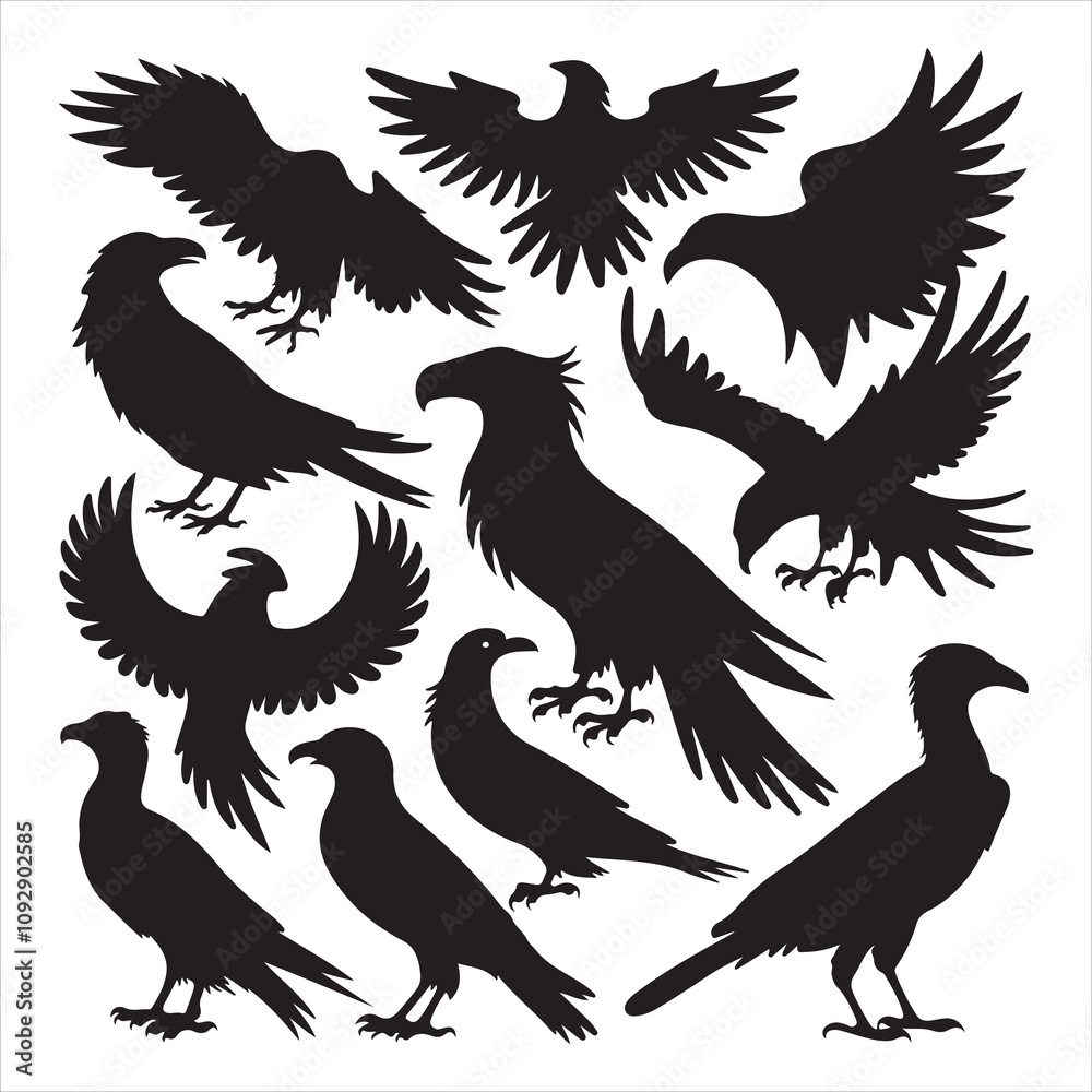 set of vector icon bird silhouette	

