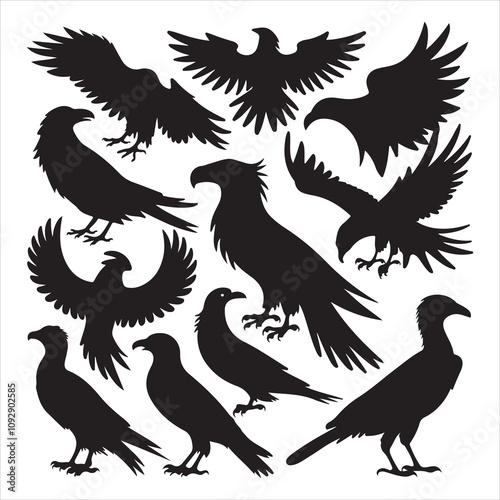 set of vector icon bird silhouette	
