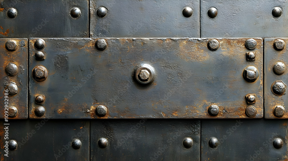 Fototapeta premium Rusty Metal Texture: Bolts, Plates, Industrial Design