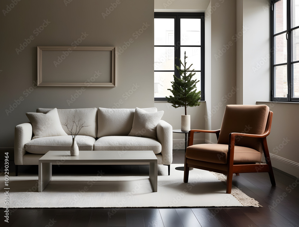 Fototapeta premium Frames mockup. Interior mockup with house background. Modern interior design. Best room decorating ideas 