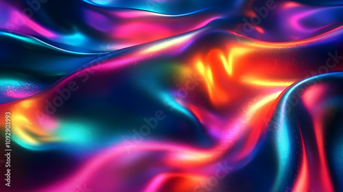 Vibrant Hues Flow Dynamically, Shimmering Abstract Art