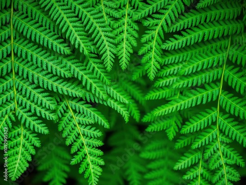 intricate fern fronds forming a lush green natural background with delicate leaf veins and soft texture, foliage designs, verdant landscapes, botanical photography